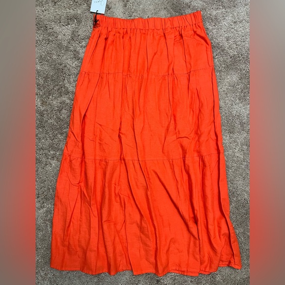 NWT Japra Orange Linen Drop-waist Skirt - Picture 2 of 5